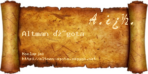 Altman Ágota névjegykártya