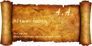 Altman Ágota névjegykártya